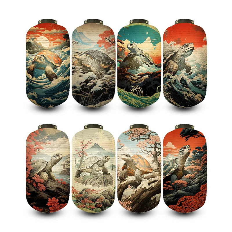 Japanse traditionele stoffen lantaarn Ukiyo-e stijl schildpad bedrukte lantaarn restaurant pub Izakaya keuken winkel hangende decorlamp