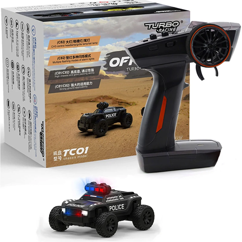 

Turbo Racing 1: 76 C82 Mini RC Truck Off-Road Car Full Proportional RTR Kit Toys With Cool Lights For Kids Adults Gift