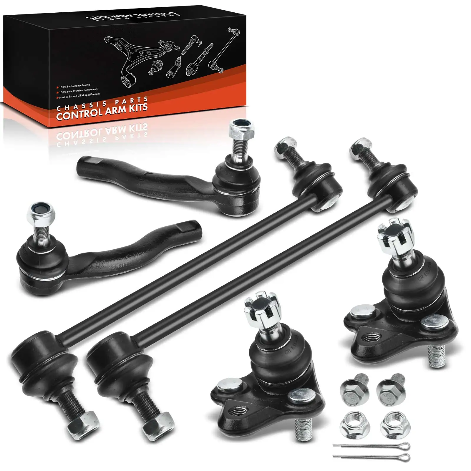 Frankberg 6-delige set draagarmen voorwielophanging voor Toyota Corolla Compact Liftback, Station Wagon en Sedan; Verso – 45047-09080