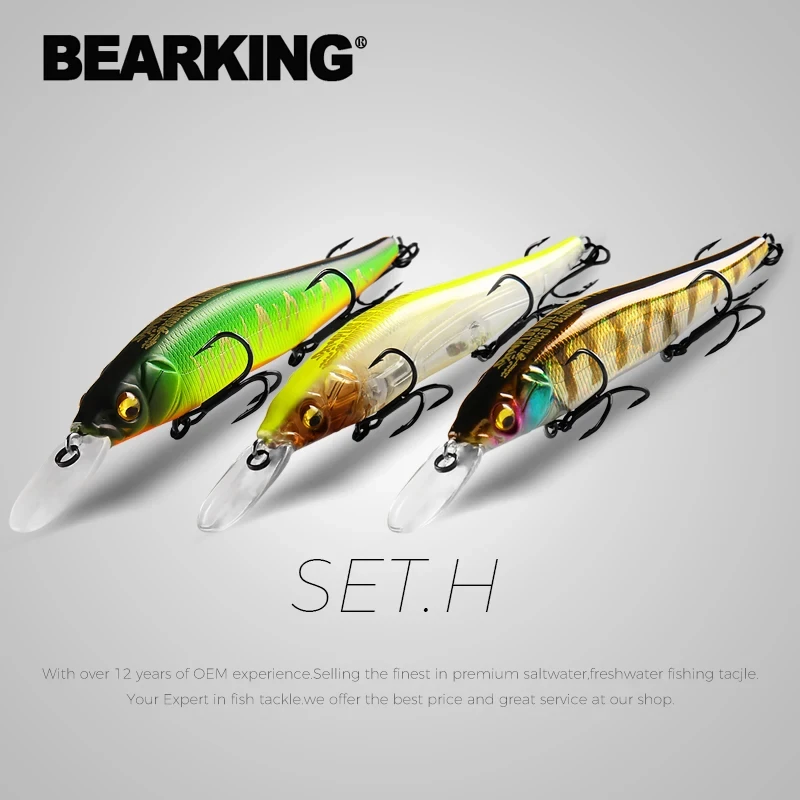 BEARKING 3pcs per set 110mm 14g hot model fishing lures hard bait quality professional minnow depth1.8m Fishing Tackle