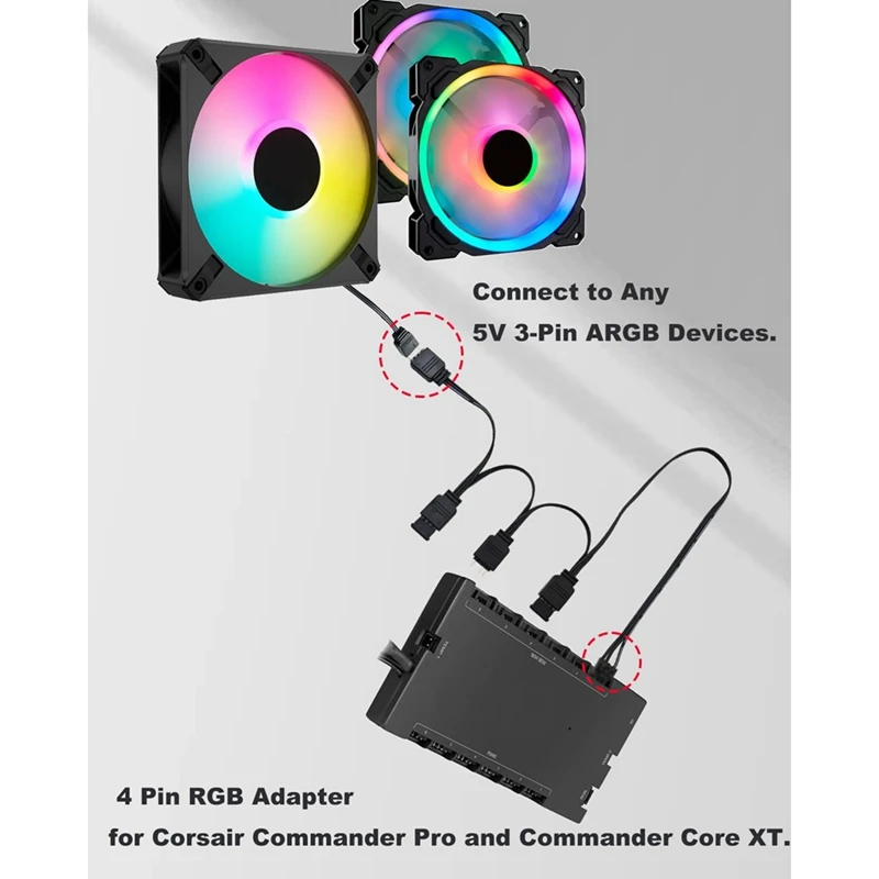 1 To 4 ARGB Splitter Extension Cable Connect To 5V 3-Pin ARGB For Corsair Commander Core And ICUE Commander CORE XT