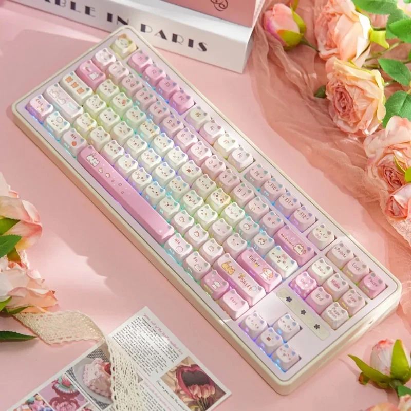 NEW SOULCAT Pixel Meow PBT Dye Sub Keycaps Set MAO Profile Cute Cat Theme Custom for MX Mechanical Keyboard Gift