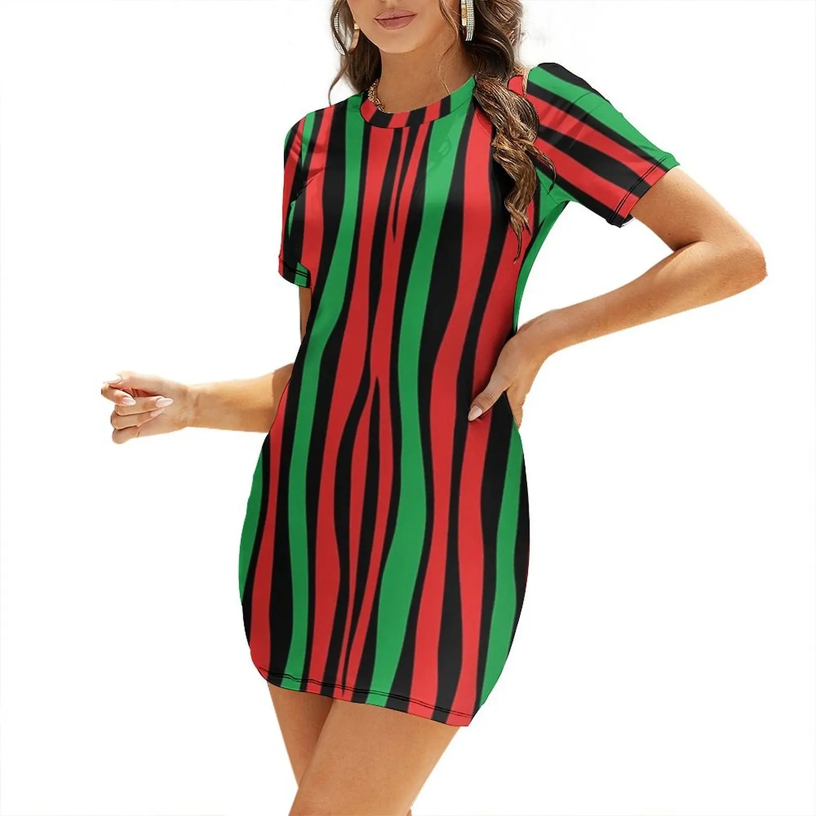 

atribe full colour pattern Short-Sleeved Dress Clothing female summer dresses womens 2026 dress for women summer