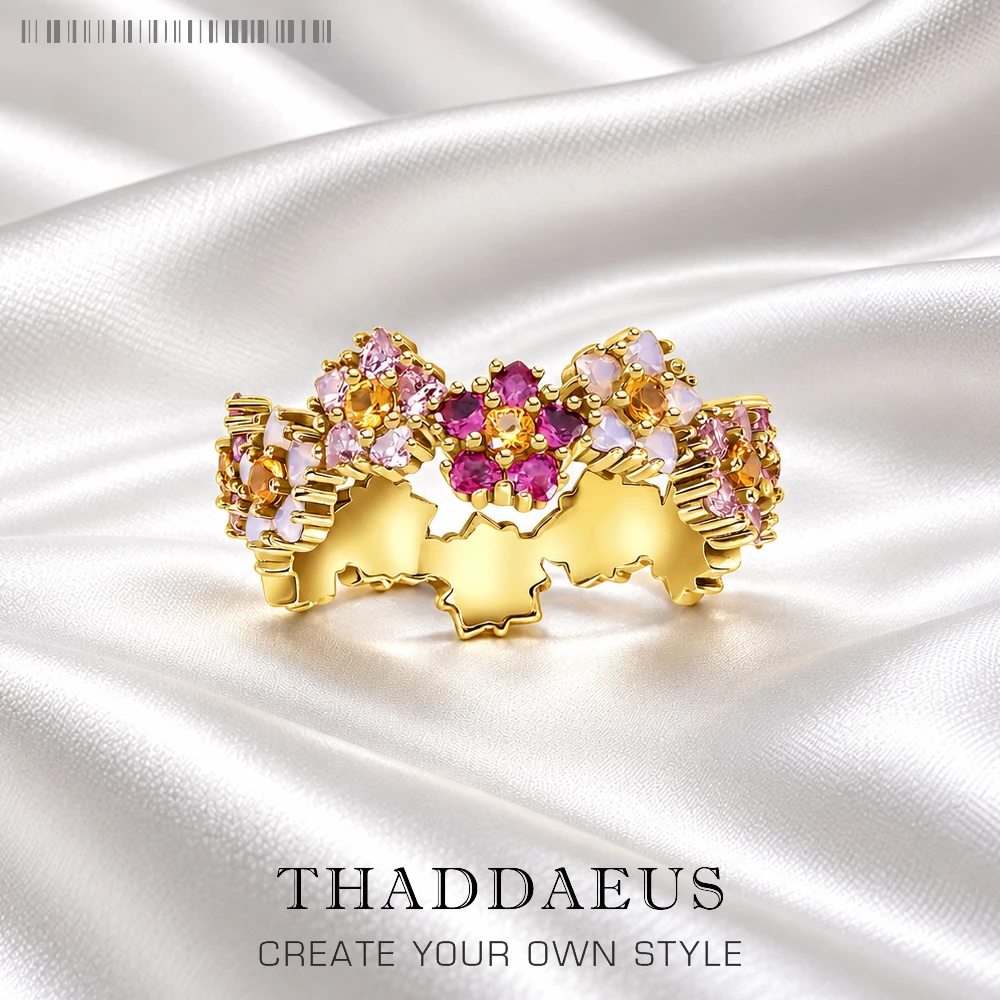 Ring Flowers Colourful Stones 2023 Brand New Fine Jewerly Romantic Gift For Women In 925 Sterling Silver
