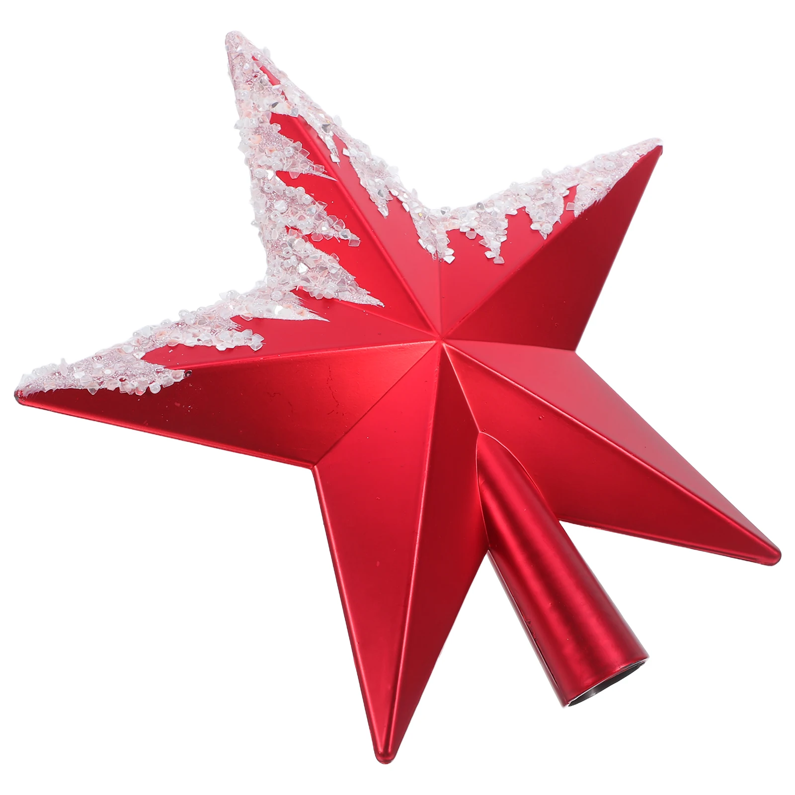 

Christmas Tree Pentagram Star Topper 3D Glittered Ornament Red Holiday Decor Snowflake Pattern Lightweight Home