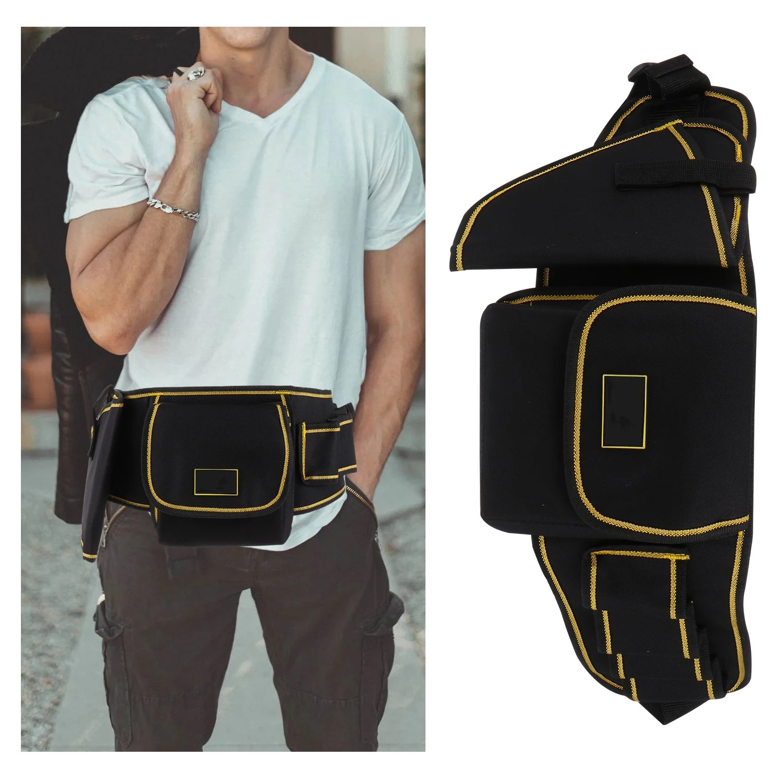 

1pc Multifunctional Electrician Tool Waist Bag Oxford Cloth Maintenance Belt Bag Adjustable Buckle Multiple Pockets Tool Storage