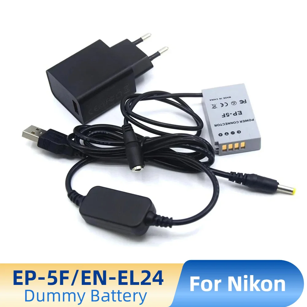 

Fast 3.0 Charger USB Adapter DC Power Cable EP-5F EP5F DC Coupler EN-EL24 ENEL24 EN EL24 Dummy Battery for Nikon 1 J5 1J5 Camera