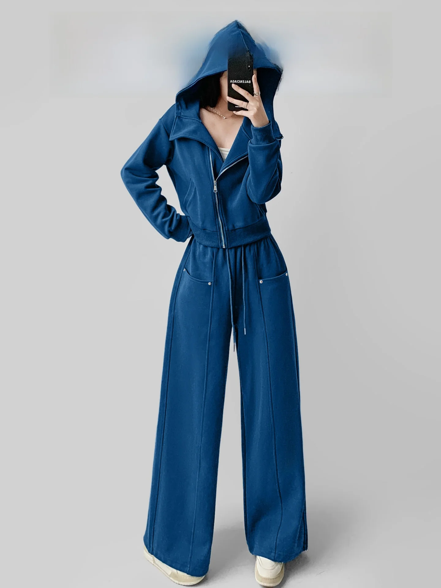 

Spring 2026 Women's Spor Two-Piece Set Thiened Sweatirt Straight Leg Pants Slimming Effect Comfortable Casual Outfit