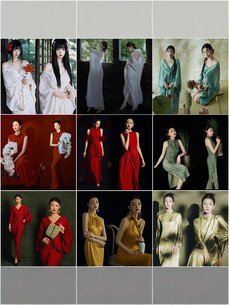 

New Vintage Chinese Style Cold Tone Girl Dress Portrait Theme Photography Atmosphere Feeling Studio Photography Clothing