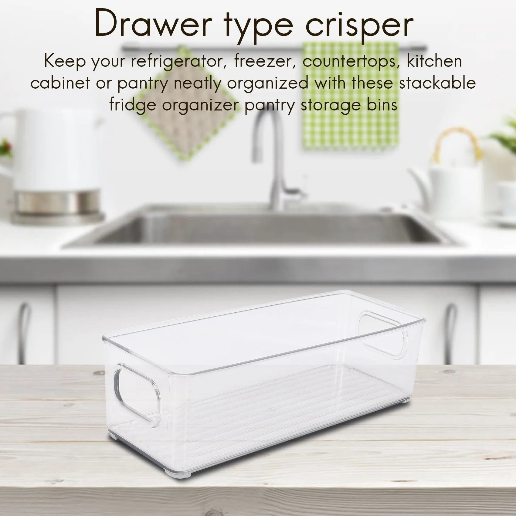 В наличии 2-х шт. контейнеры-органайзеры для холодильника, прозрачная штабелируемая пластиковая полка для хранения продуктов с ручками для кладовой, кухни