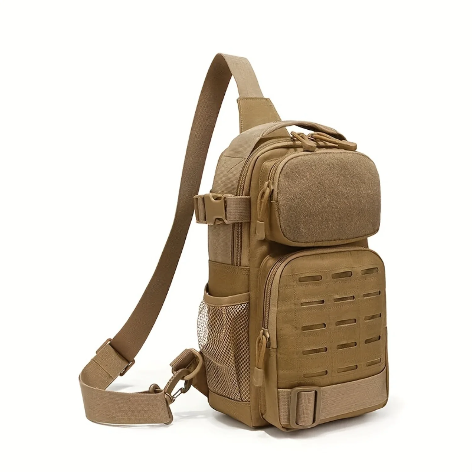 1pc Solid Color Chest Bag, Molle System Shoulder Backpack For Men And Women For Traveling, Hiking, Walking