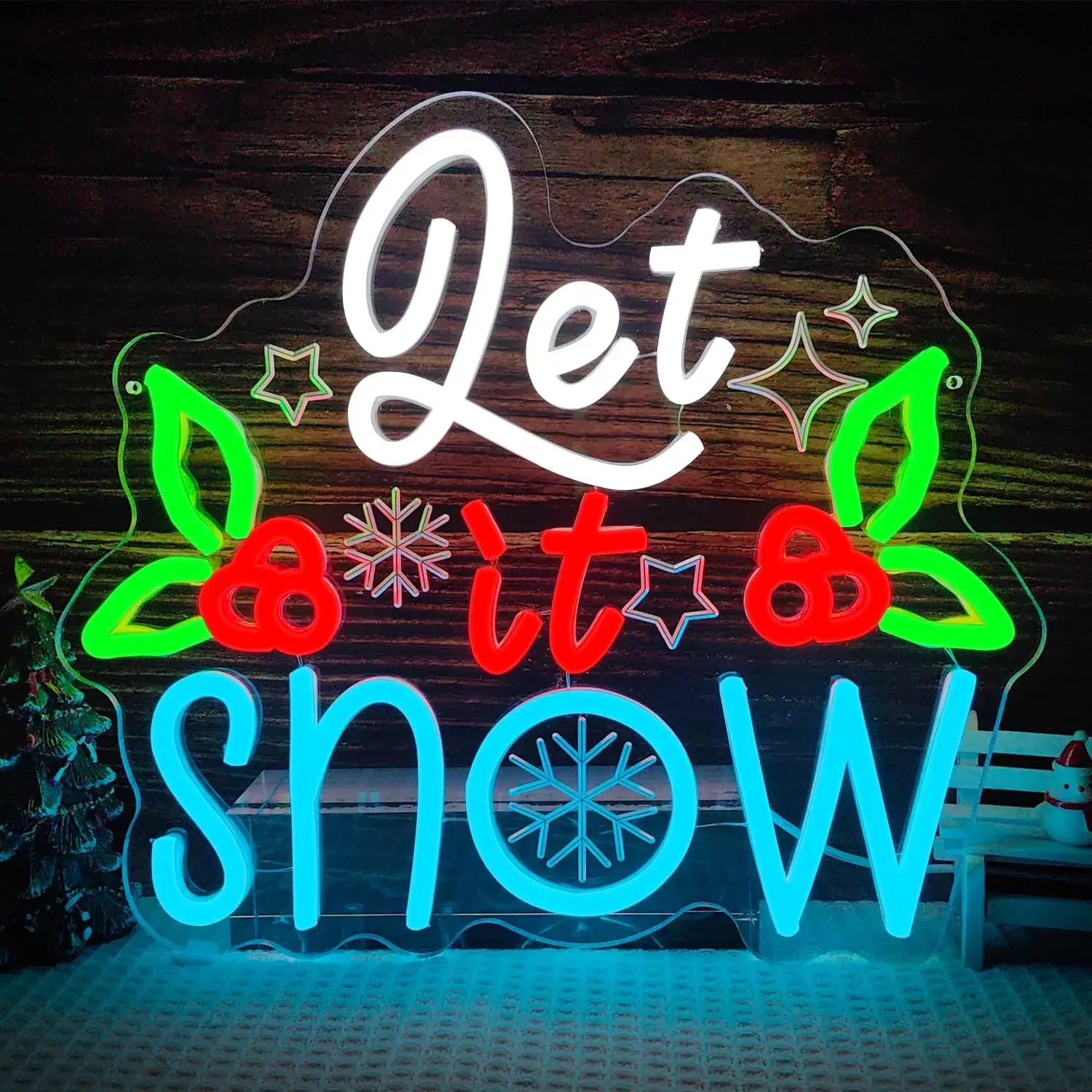 

Светодиодная неоновая вывеска «Let It Snow» с USB-питанием и регулировкой яркости для игровой комнаты, спальни, бара, гостиной, подарок на день рождения, декор для стен