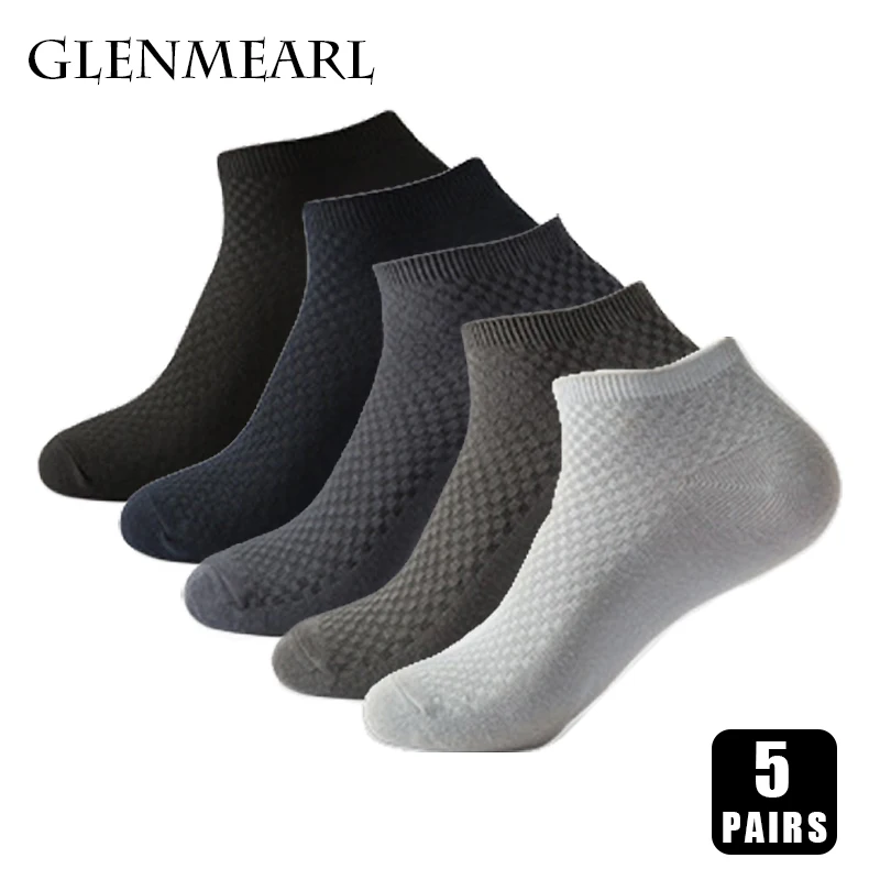 

5 Pairs Men Short Socks Bamboo Fiber High Quality Crew Ankle Casual Business Breathable Soft Compression Low-Cut Socks for Male