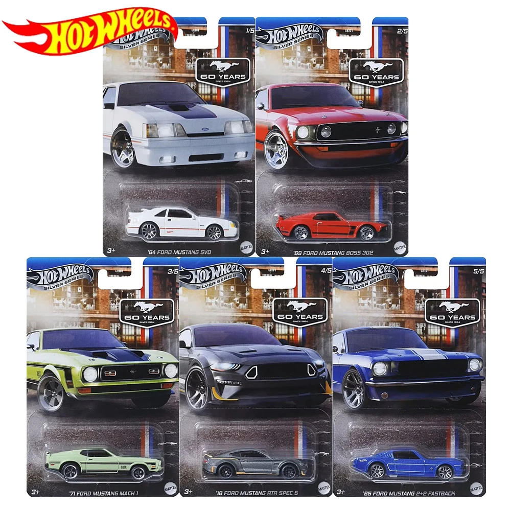 Hot Wheels Cars GRT01-9C6M Mustang 60th Anniversary Set FORD MUSTANG RTR 1:64 Diecast Vehicle Model Cars Toys Boys Gift