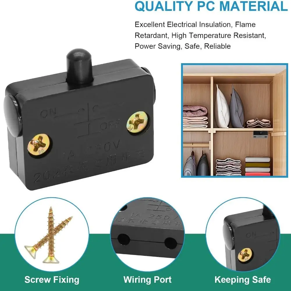3pcs Touch Sensing Closet Door Switch Automatic Easy Install Cabinet Lamp Switch Universal Wardrobe Touch Switches Pantry