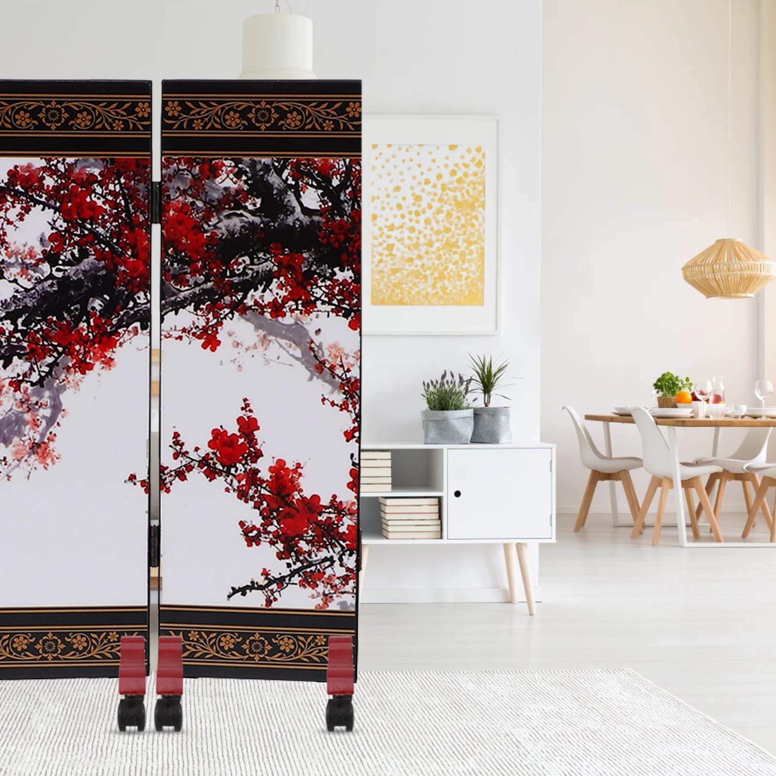 

Movable Wheel Privacy Screen Holder Thickened Base Room Divider Stand for Home Office Hotel Creating Private Spaces