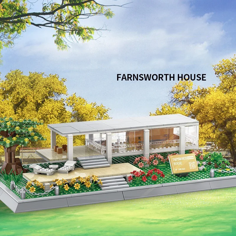 

Creative Illinois United States Modern Room Building Block Farnsworth House Construction Model Brick Architecture Toy For Gift