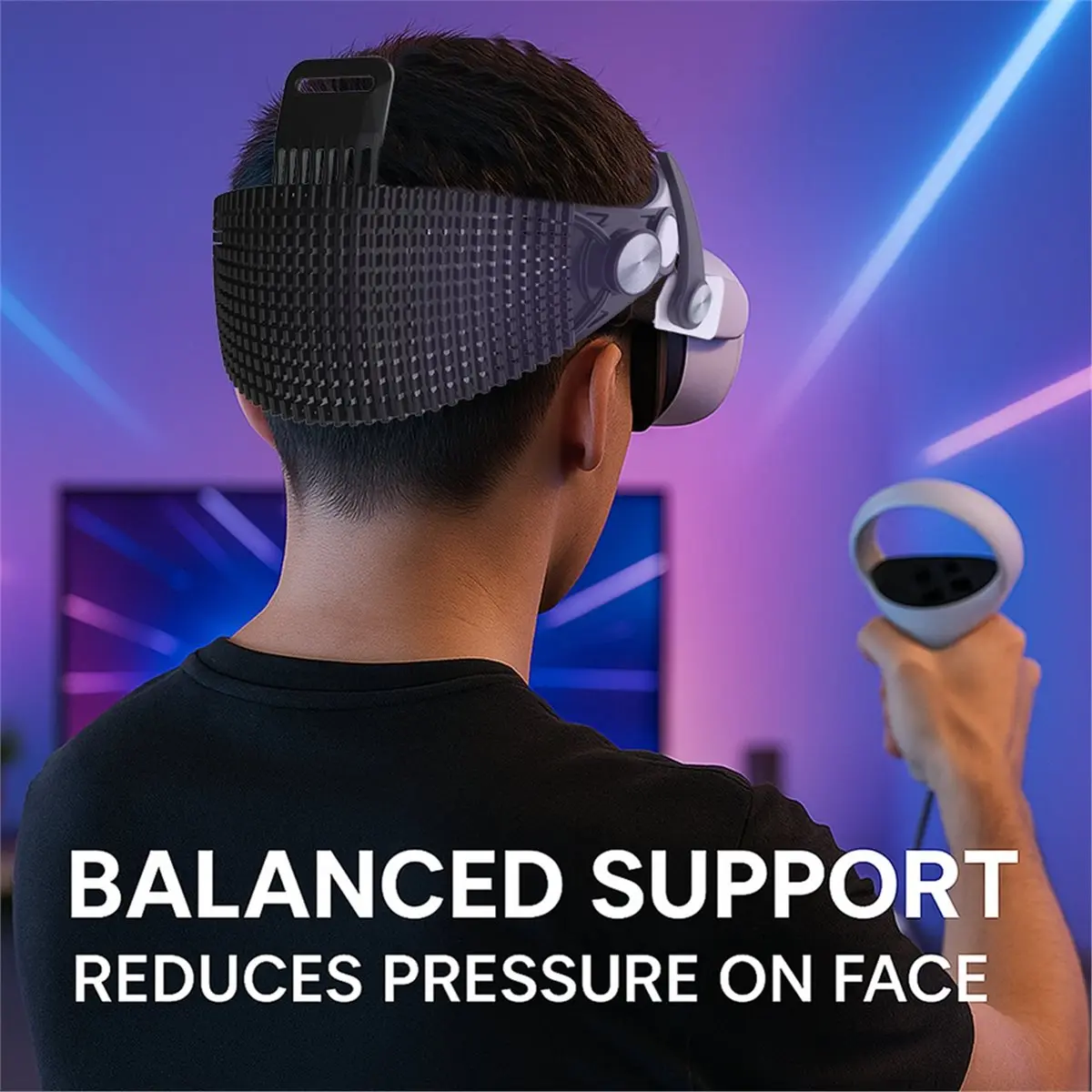 ABZJ Adjustable Head Strap for Meta Quest 2 VR Headset Improve Comfort Pressure Relief VR Accessories White - view 3