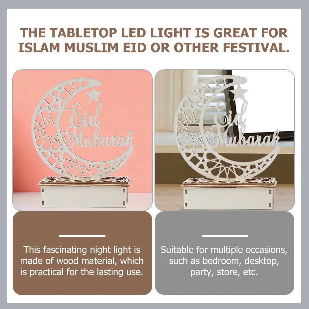 

Wooden Moon Ramadan Festival Night Lamp LED Light Eid Mubarak Decorative Desktop Muslim Festival Lamp Eid Mubarak Light