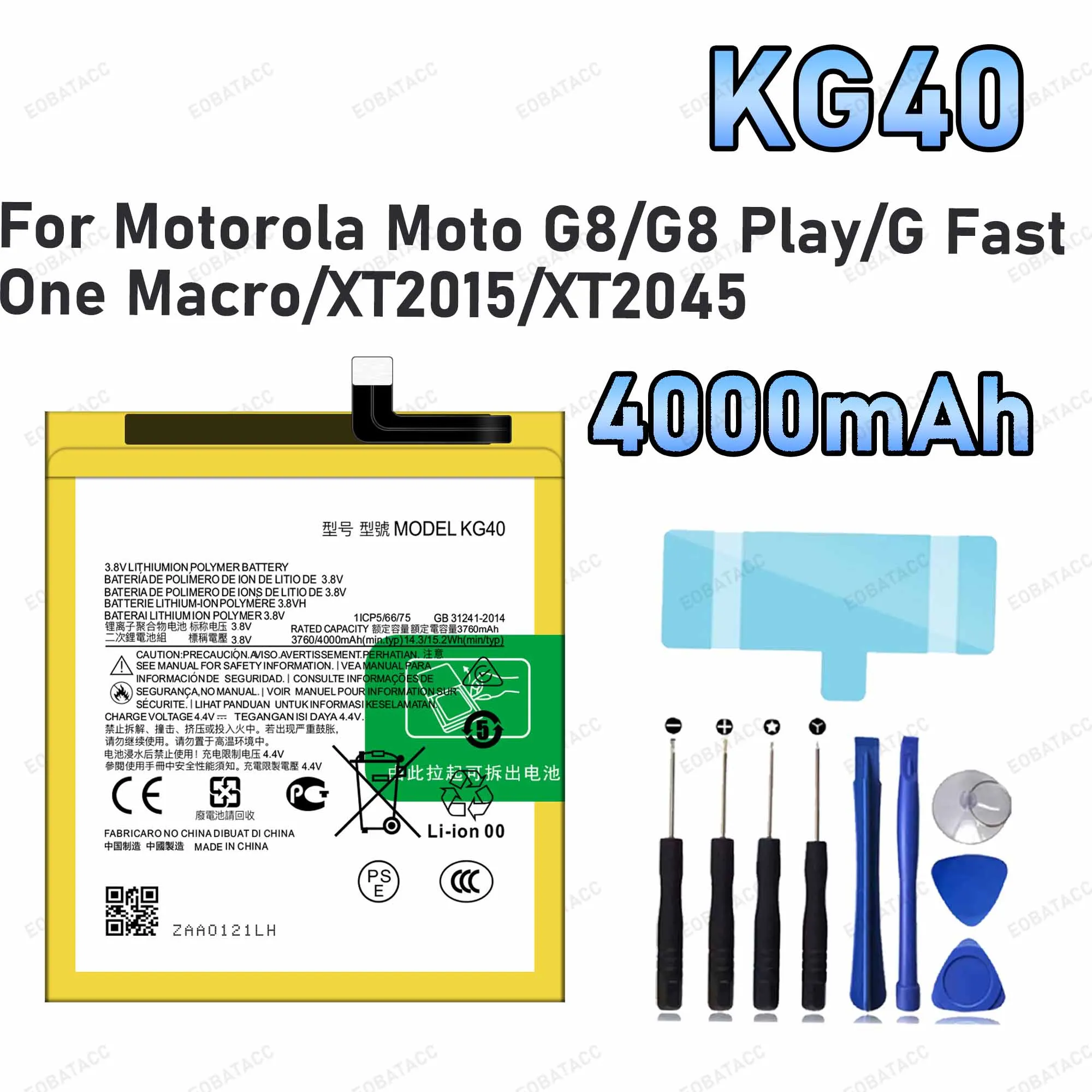 4000mAh KG40 Replacement Battery for Motorola Moto G8/G8 Play/G Fast/One Macro battery Repair Tools Kit