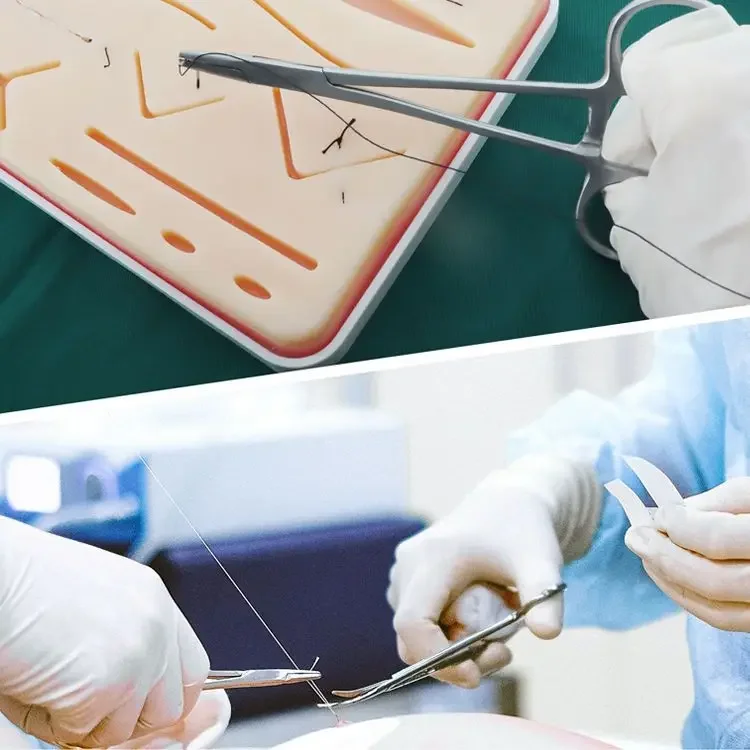 Surgical Suture Exercise Module Multiple Wound Skin with Base Knotting Instrument
