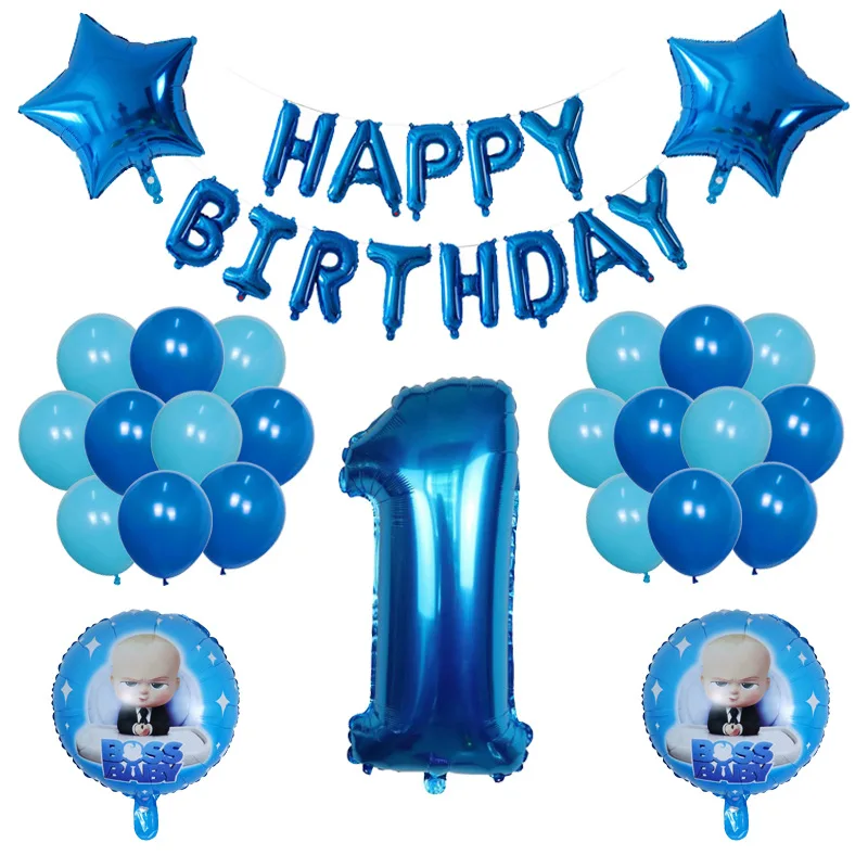 Boss Baby Birthday Aluminum Balloon Party Set Cartoon Digital Birthday Decoration