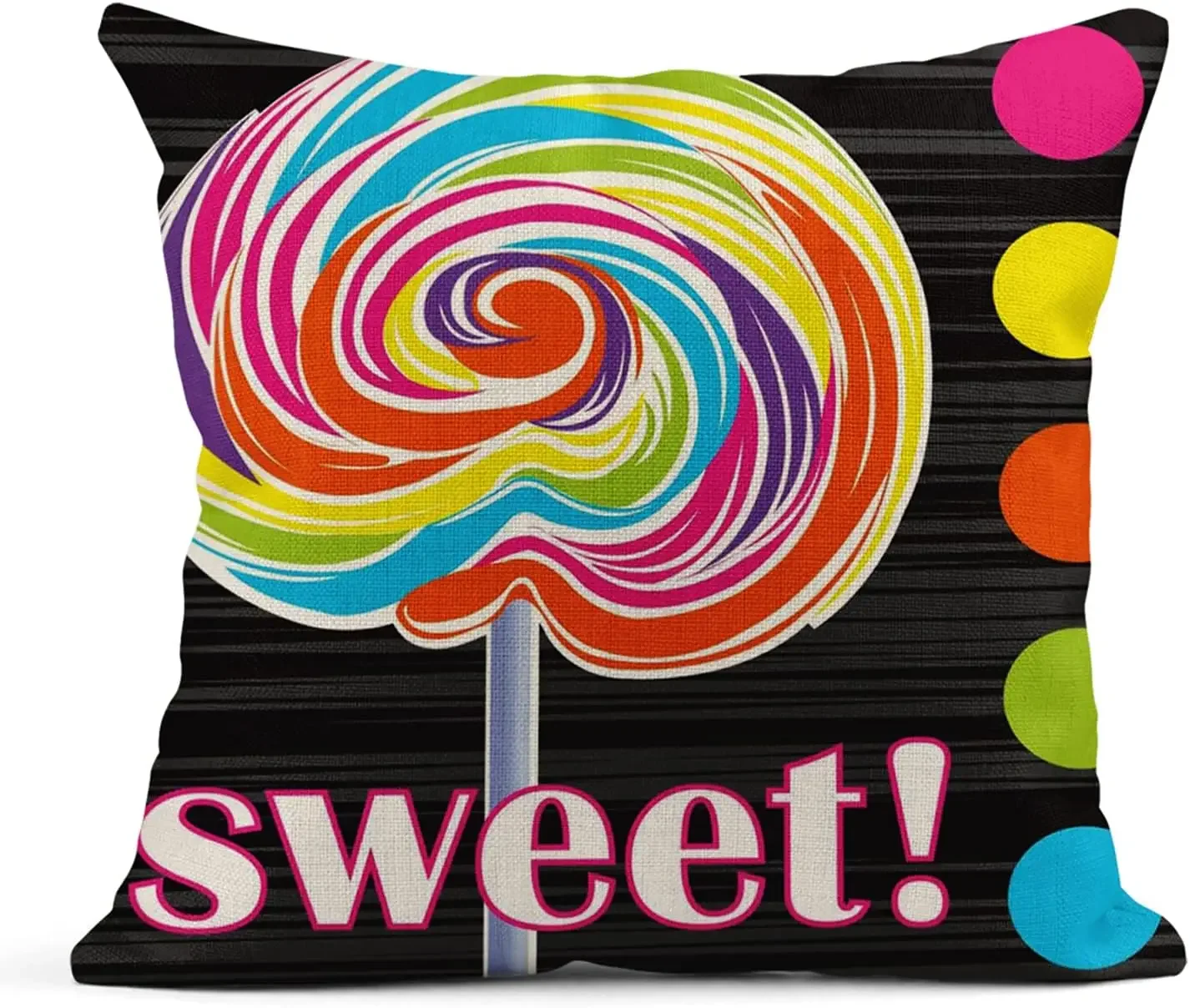 Pillow Cover Colorful Sweet Candy Lollipop Square Linen Home Decoration Cushion Cover Outdoor Sofa Bar Family45x45cm