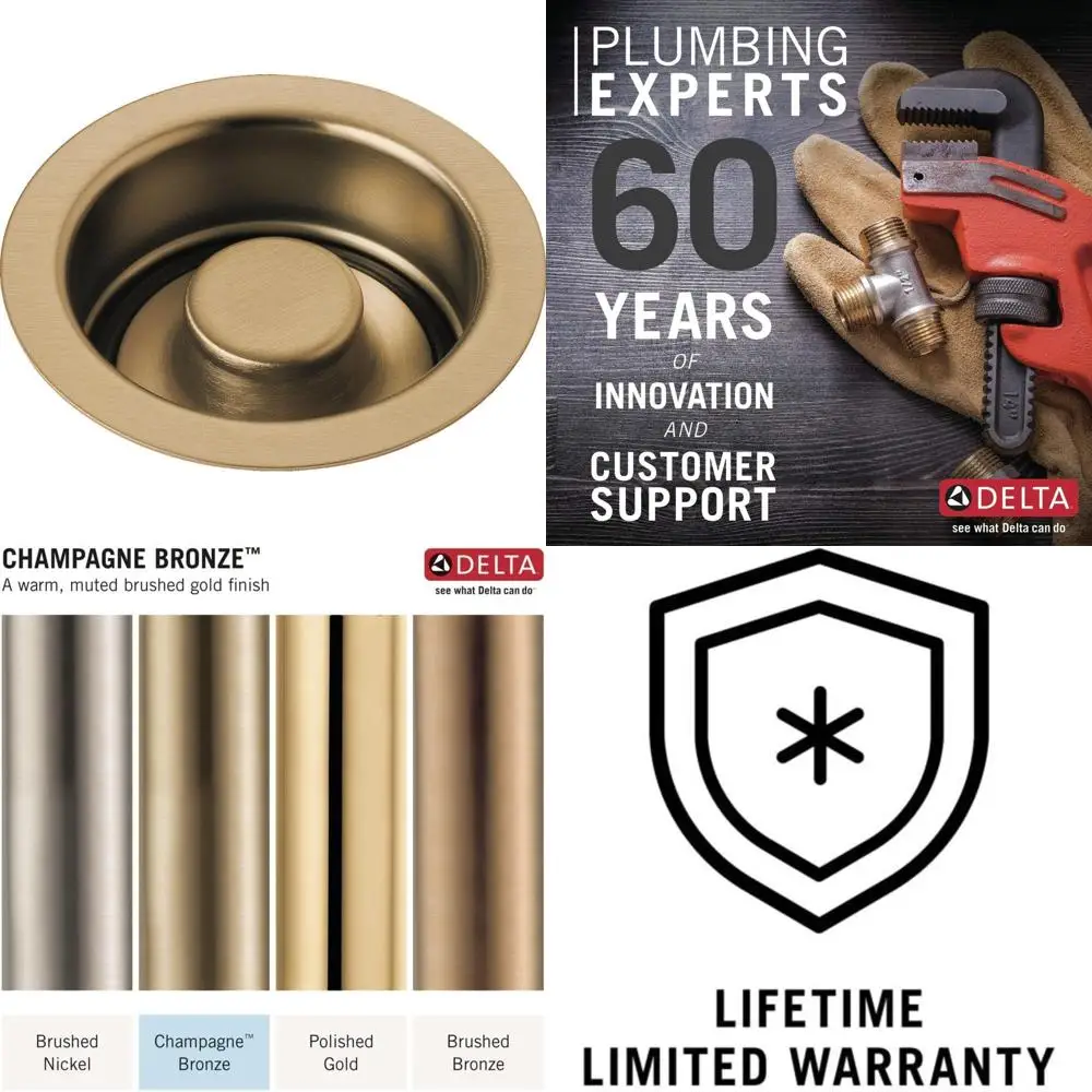 

Champagne Bronze Kitchen Faucet with Disposal and E-Stopper, 4.50 x 4.50 x 4.50