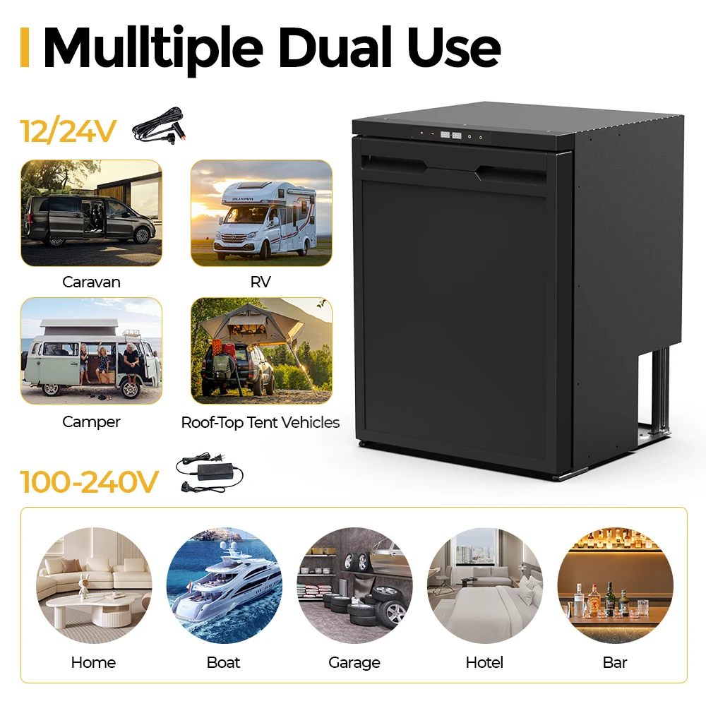 ثلاجة RV سيارة التيار المتناوب تيار مستمر الاستخدام المزدوج برودة المنزل مركبة 12 فولت 24 فولت ضاغط الفريزر ثلاجات السيارة RV مبرد السيارة