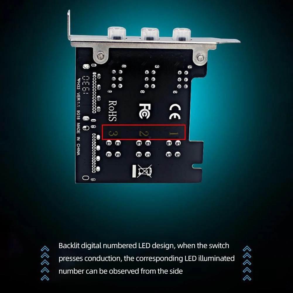 SSD Power Control Switch 4Pin SATA Harde Schijf PCI Uitbreidingskaart LED Backlit Genummerd Intelligent Control Management Systeem PCIE