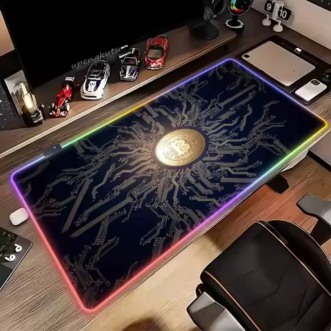 Gaming Laptops Bitcoin Mouse Pad Anime Carpet Mause Backlit Desk Rgb Mat Mousepad Led Gamer Accessories Computer Cabinet Mats Pc