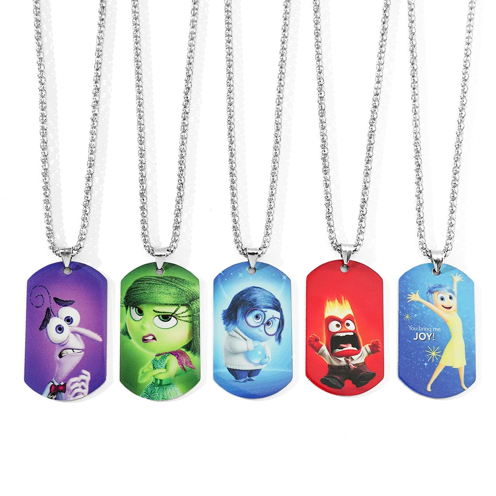 Disney Cartoon Anime Inside Out Necklace Double Sided Pattern Inside Out NeckChain For Friends Party Jewelry Gifts