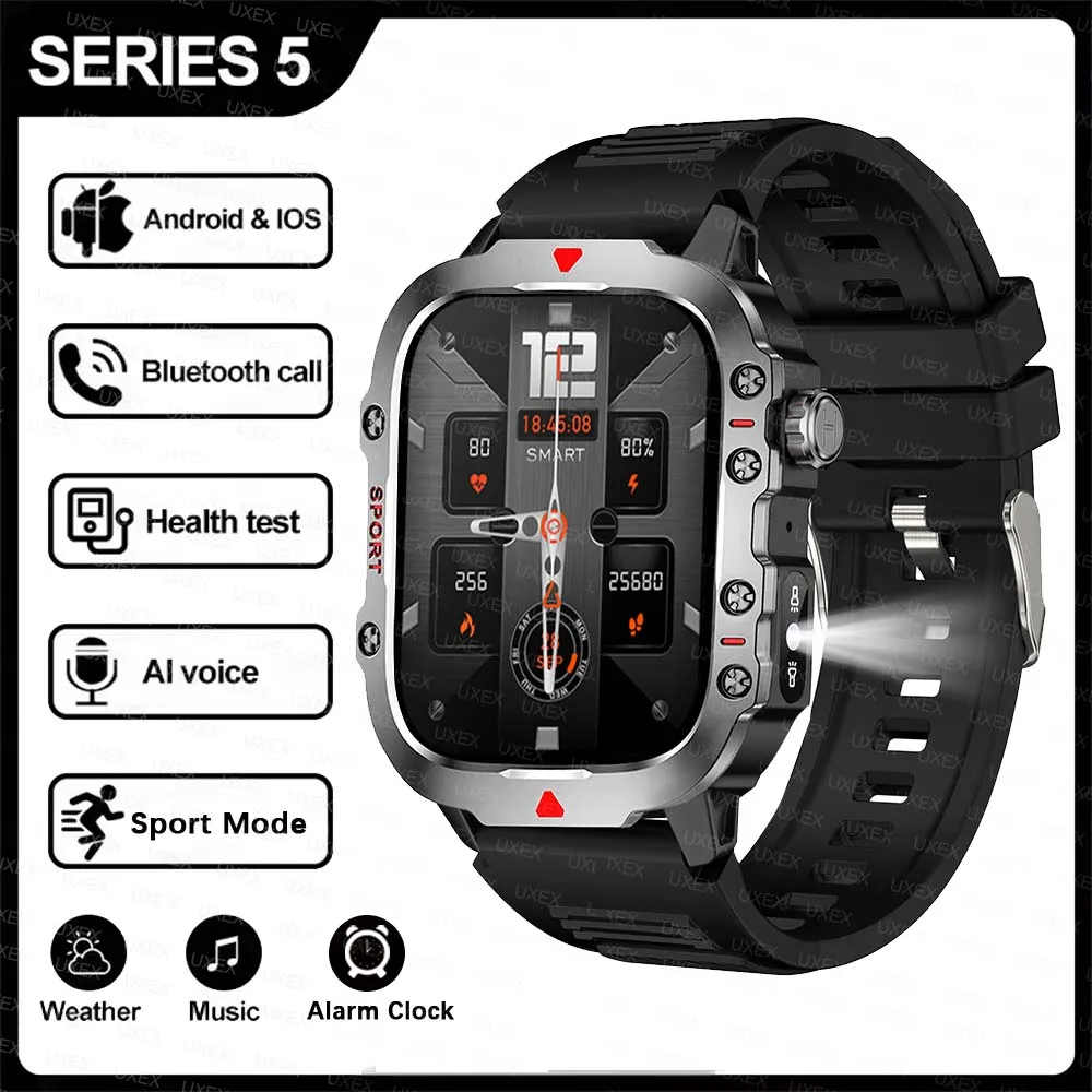 

Спортивные умные часы 2026 на открытом воздухе, 2,01 дюйма, HD-экран, праздничные подарки, Bluetooth-разговорные умные часы для мужчин и женщин, светодиодный фонарик