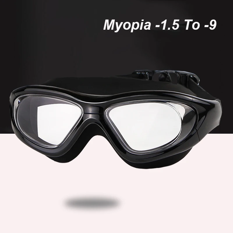 -1.5 To -9 Myopia Swimming Goggles Adult Men Women Large Frame HD Clear Or Electroplated Waterproof Anti-Fog Swim Eyewear