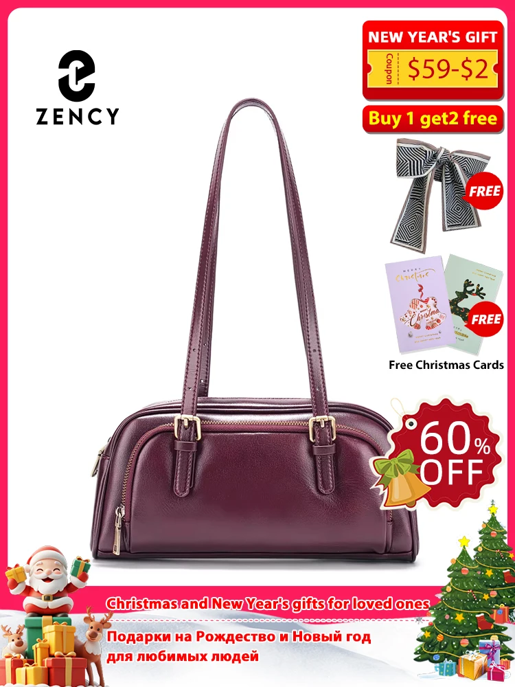 

Zency Luxury Beige Handbag Purse for Women French Style Underarm Bag Genuine Leather Christmas Gift Shoulder Bag For Wife Sister