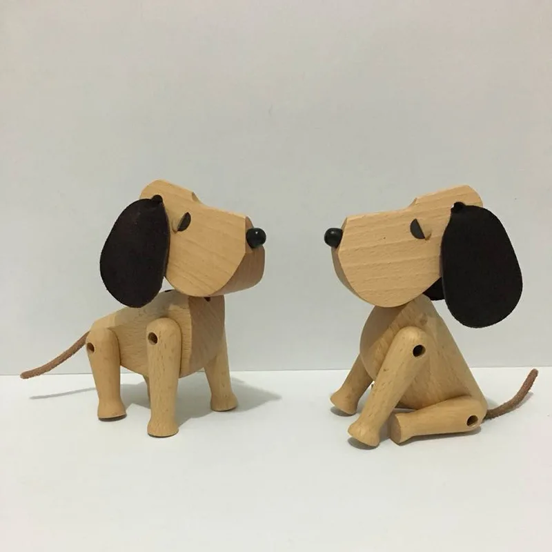 Nordic Style Oscar Woodcarving Doggy Puppet Animal Beech with Wax Oil Home Furnishing Decor Creative Ornaments Gifts Toys Danish