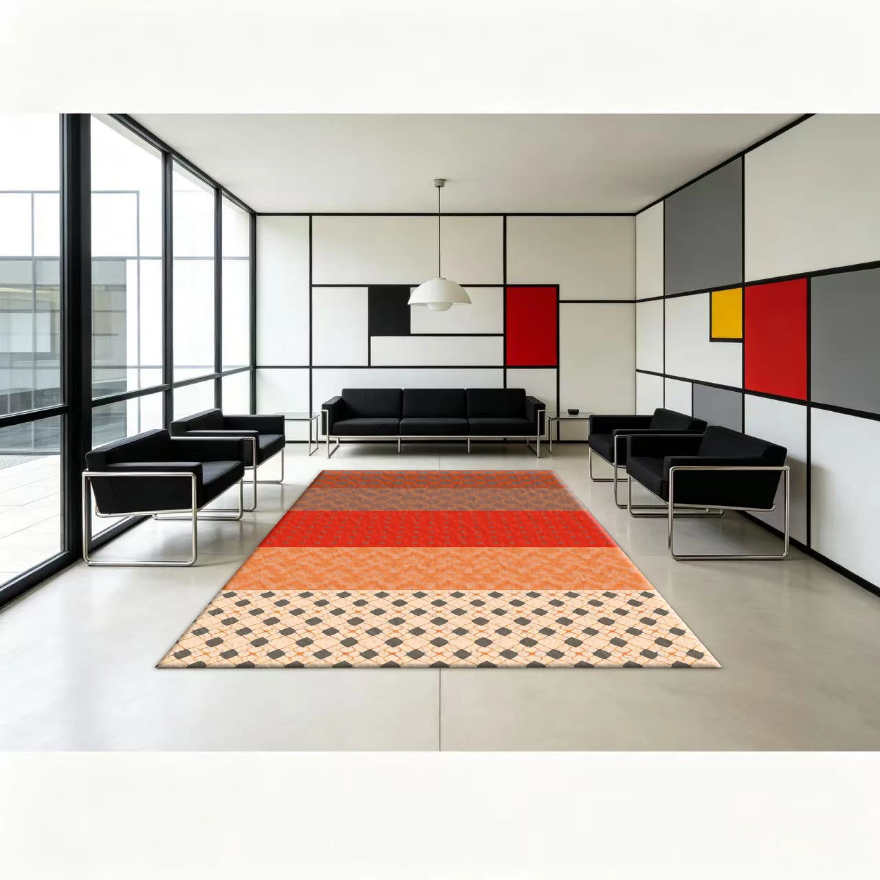 Geometric Diamond Pattern Carpet with Vintage Texture, Suitable for Home Decor in Apartments, Living Rooms, Study Rooms, and Indoor Floor Decoration