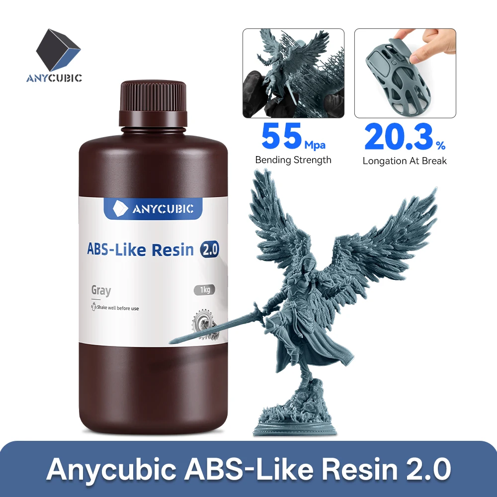 

Фотополимерная смола Anycubic 2.0 для 3D-принтеров: повышенная прочность и эластичность, аналог ABS, быстрое отверждение, высокая точность