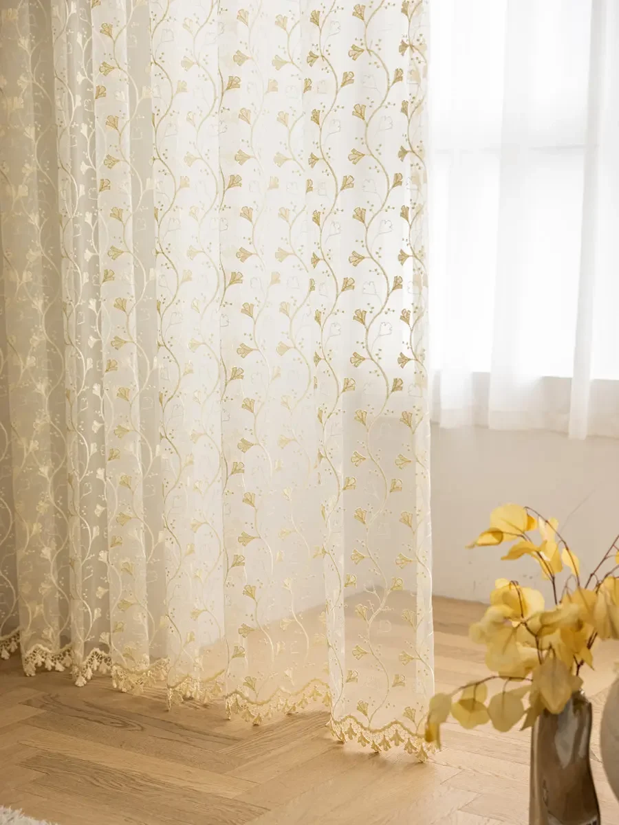 High End Water-soluble Embroidered Light Luxury Transparent Partition Embroidered Curtains for Living Dining Room Bedroom