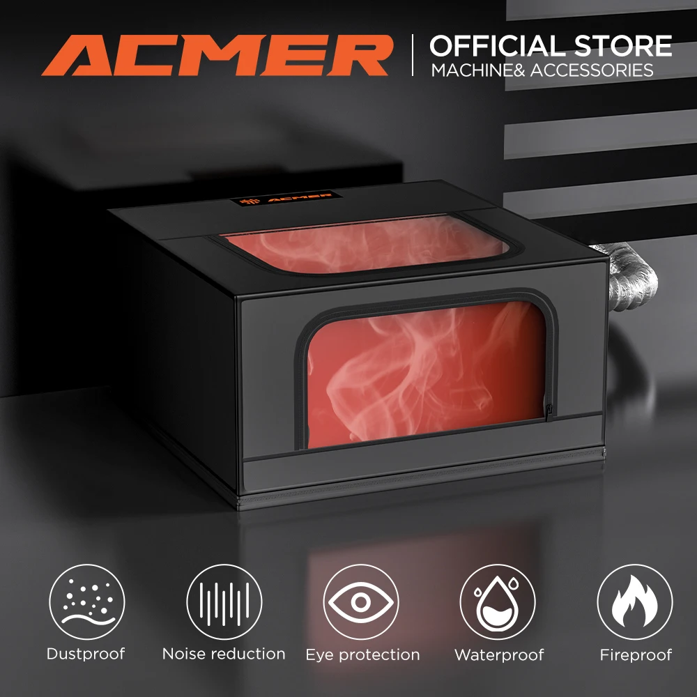 ACMER Laser Engrave  Enclosure Fireproof and Dustproof Protective Cover Smoke Eye Protection Vent with Exhaust Fan and Pipe Fits 