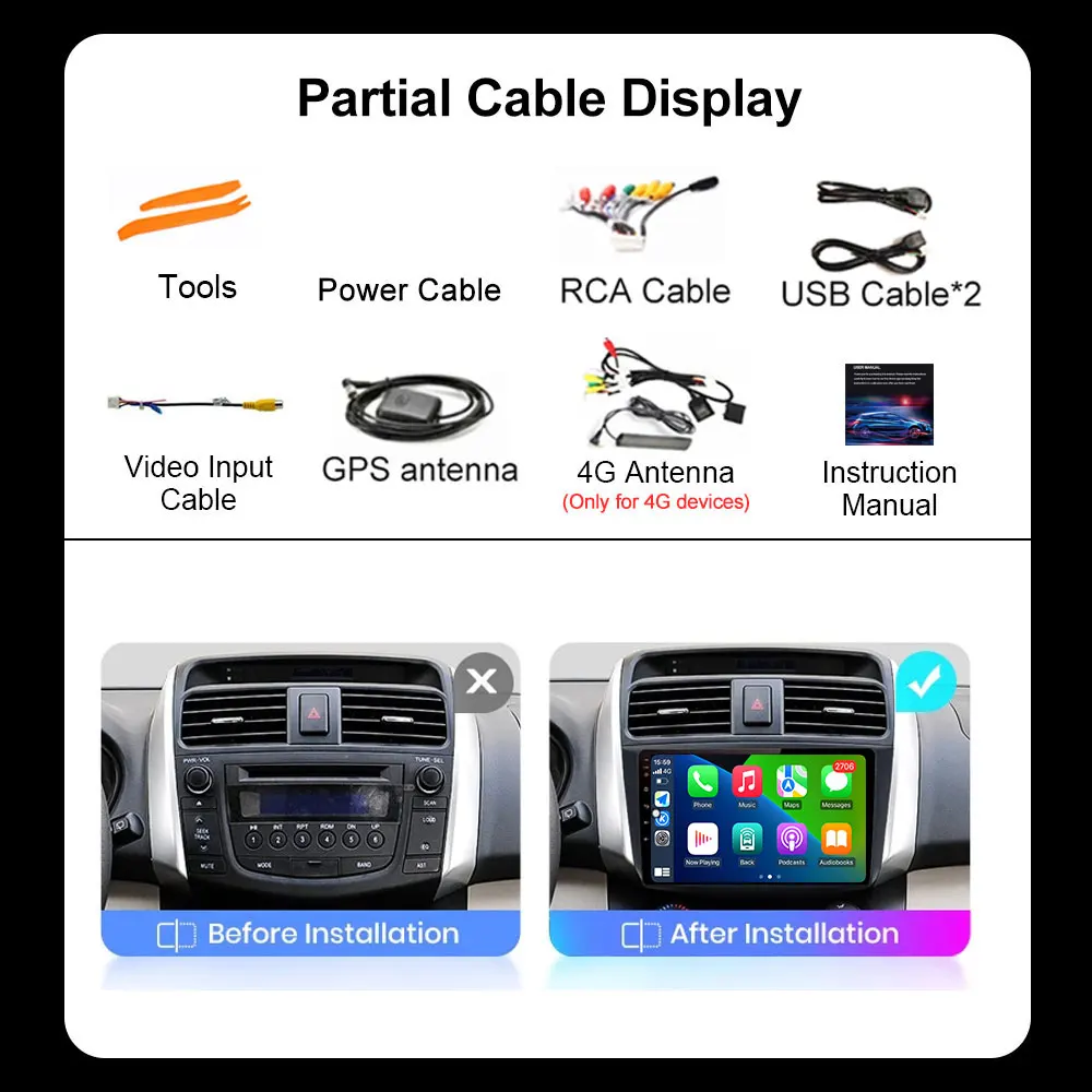 Wireless CarPlay Android 16 Auto Radio For Lifan X60 2011 - 2016 4G+Wifi Car Multimedia GPS Tools Fan Bluetooth DSP Fan Tools