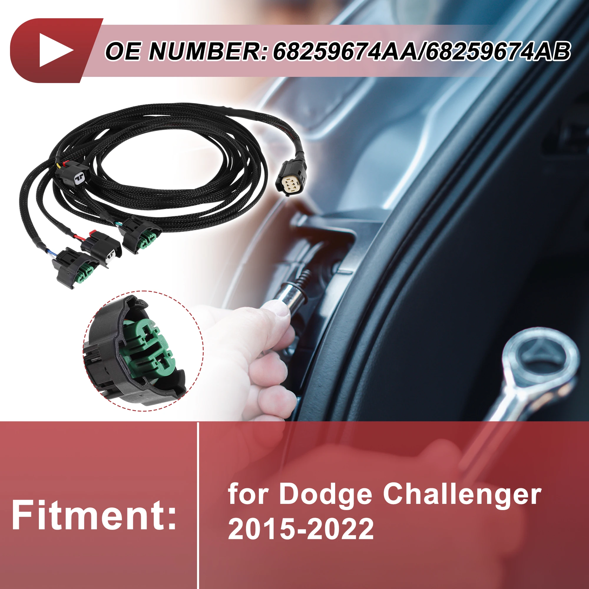 UXCELL Headlight Light Socket Wiring for Dodge Challenger No.68259674AA Front Fog Lights Lamp Bulb Pigtail Connector Harness