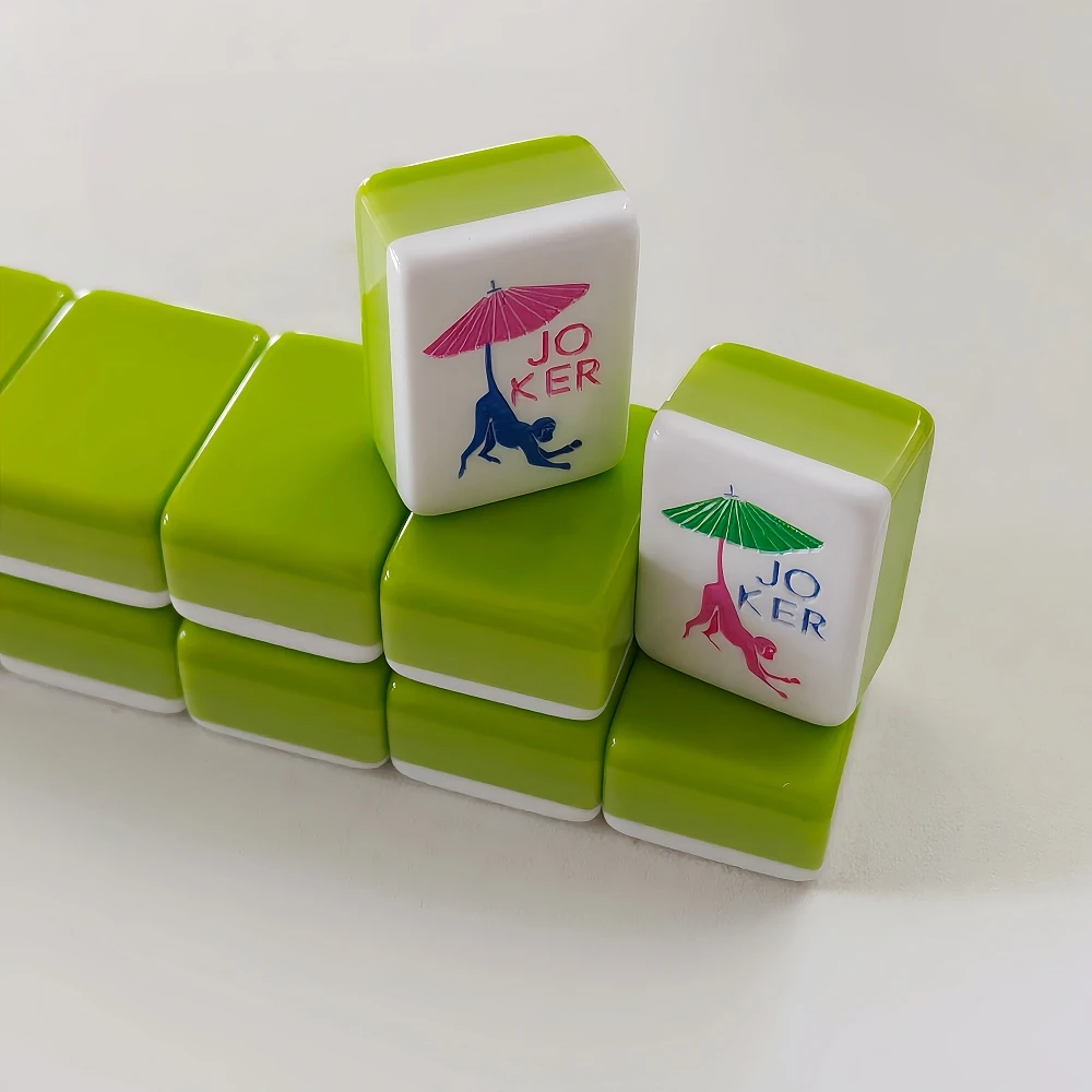 Hot Sale Lime Green American Mahjong Game Tiles 4-Layer Acrylic Luxury Engraved Mahjong Set Leisure Game Portable Mah Jongg Sets