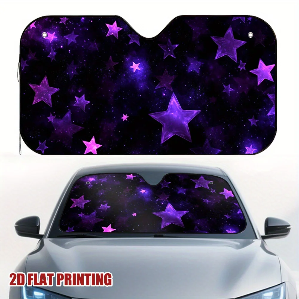 1pc Purple Starry Night Magic Car Sun Visor - UV Protection & Heat Reduction, Fit For Cars, Quick Cooling For Summer, Comfortabl