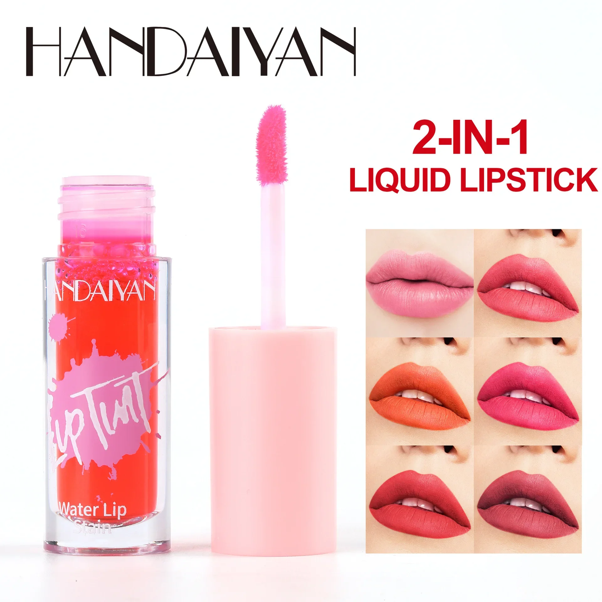 HANDAIYAN 2in1 Lip Makeup Lip Stain Tint & Cheek Blush Tint Lasting Moisturize Silky Matte ลิปสติก Non-Stick Cup Glossy Lip Glaze