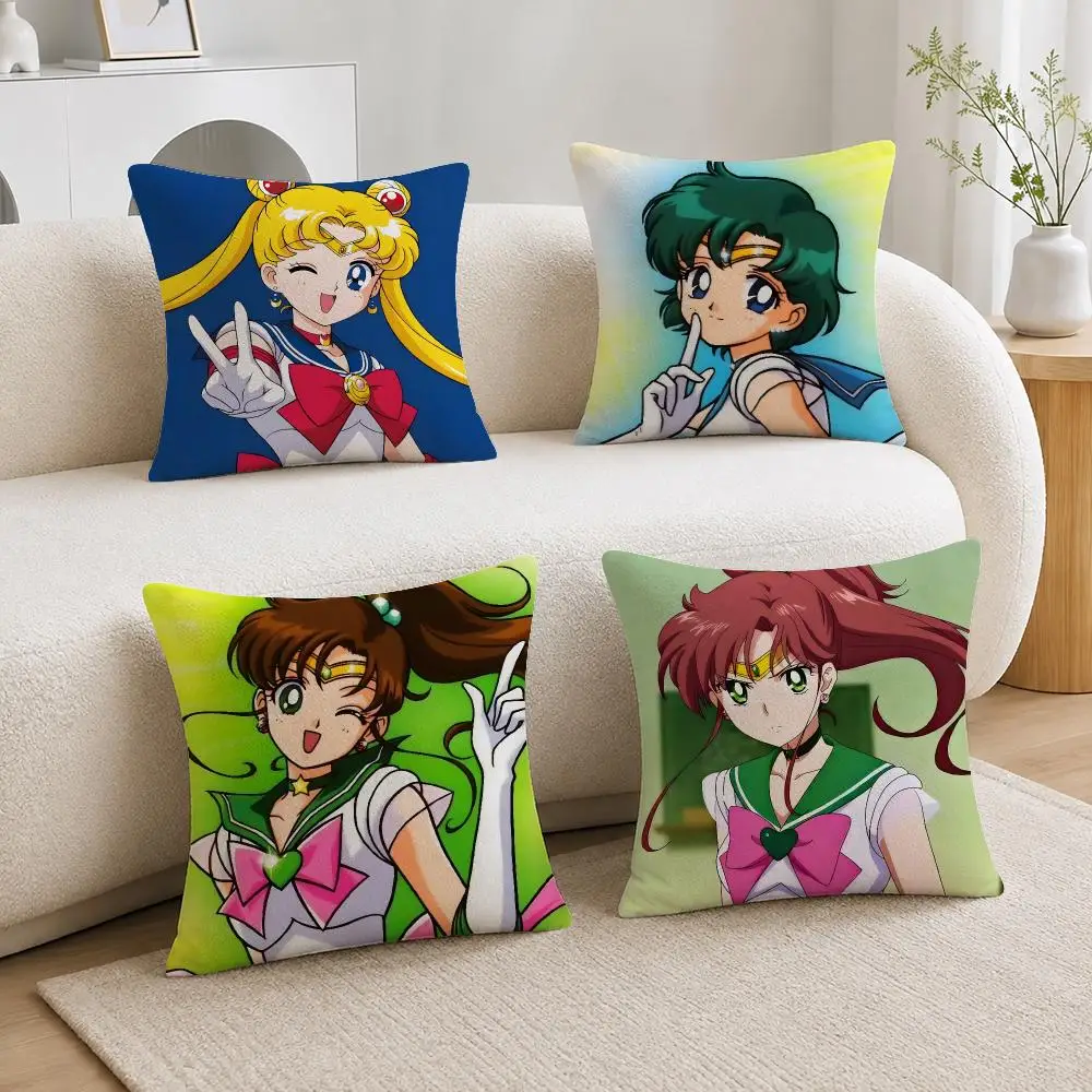 Anime Sailor Moon Cushion Cover Soft Plush Cushion Covers Fluffy Throw Pillow Cases for Sofa Bedroom Home Decor