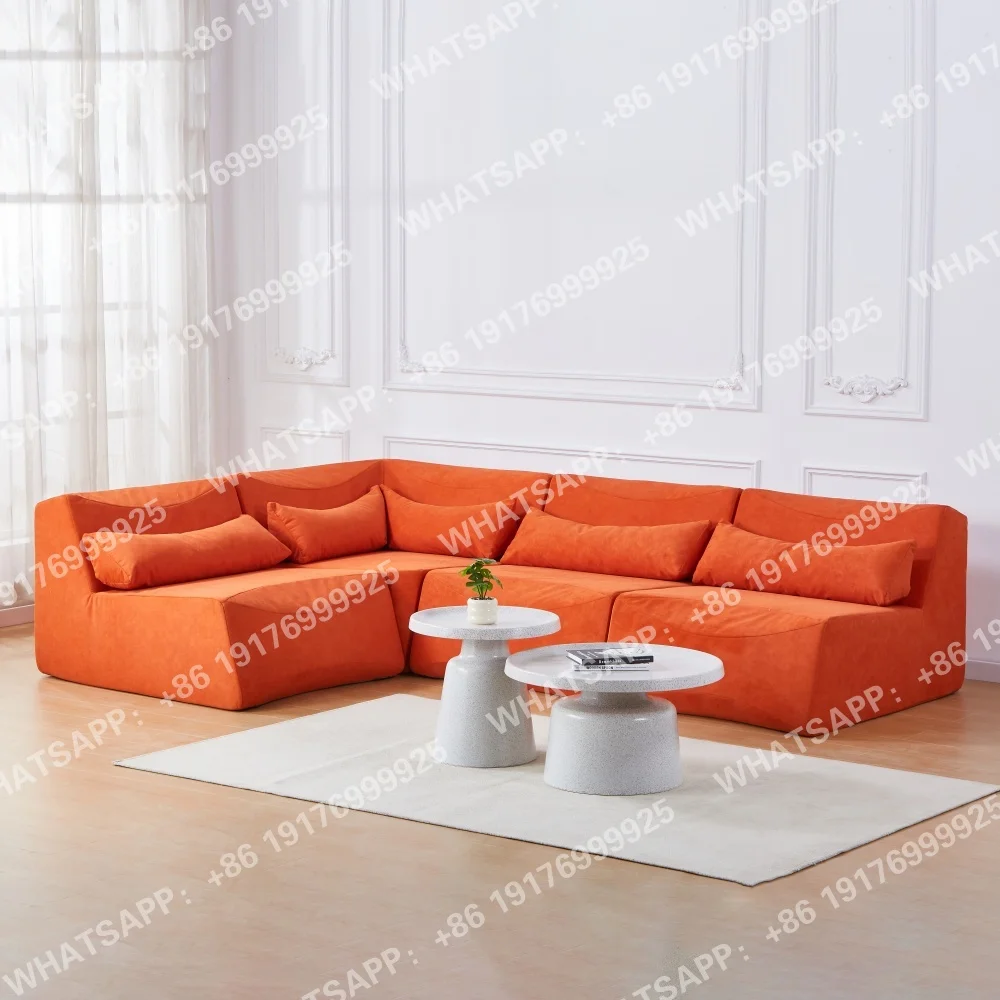 Customized Order Upholstered Fabric Modular Sofa Living Room Multiperson Sofa Set Vacuum Packed Sponge Foam Sofa Set