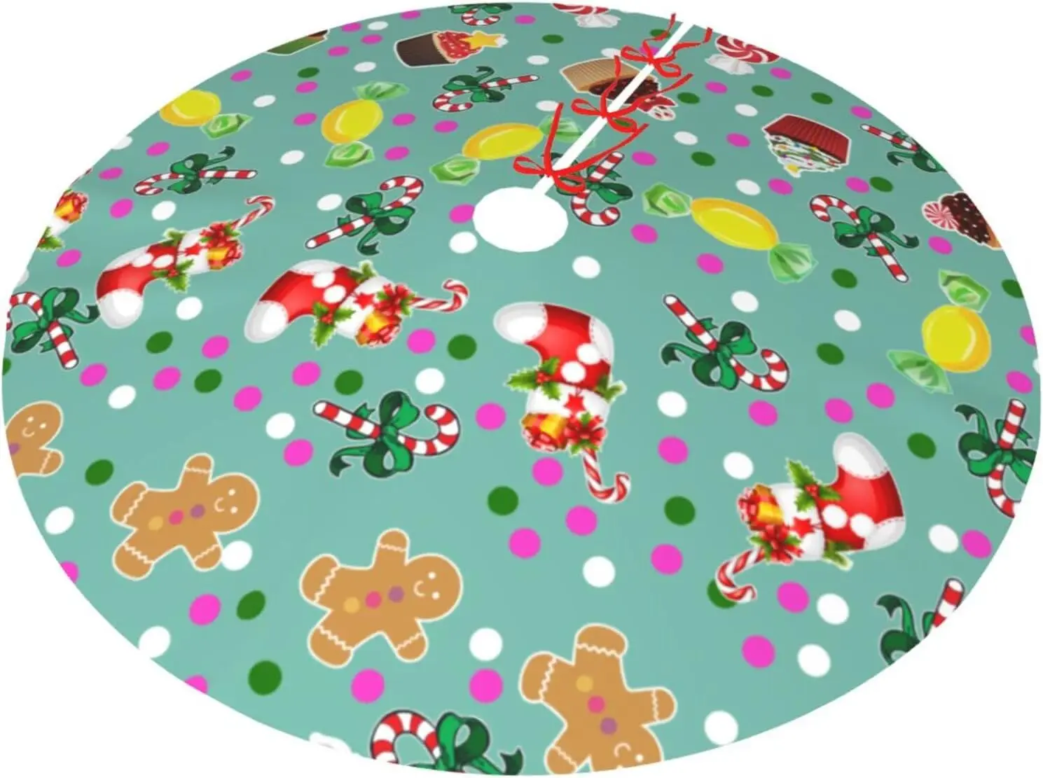 Grappige Kerst Snack Gingerbread Man Cake Candy Cane Tree Rok 36 Inch Groene Kerstboom Rokken voor Nieuwjaar Kerstfeest