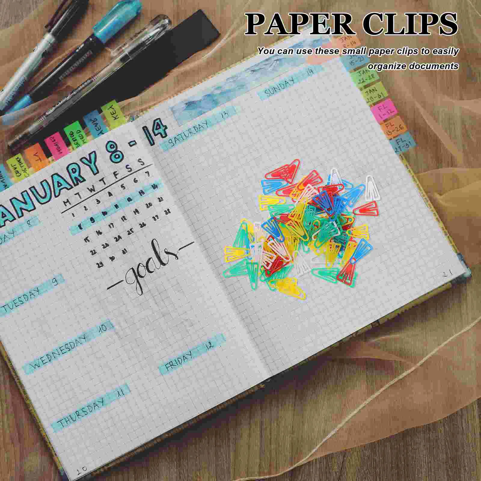 100 Pcs Triangular Paper Clip Clips Office Accessories Multipurpose Decorative Paperclips Document Plastic Supplies