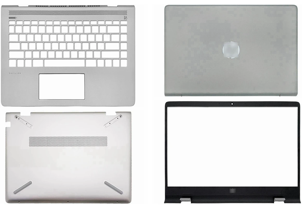 original para hp pavilhao 14 bf tpn c131 series laptop lcd back cover lcd front bezel palmrest bottom case am22r000320 prata novo 01